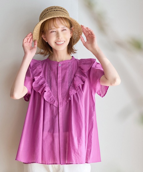 ROPE' PICNIC(ロペピクニック)の「洗える/リンクコーデ/INDIAブラウス(シャツ/ブラウス・レディース・ブラック/ブルー/ピンク系その他2・38)」の8枚目の写真