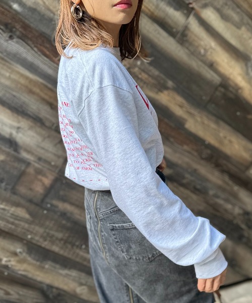 mi via loca(ミヴィアロカ)の「GILDAN touch WOOD ロゴロンT【MVL001 ※2A】(Tシャツ/カットソー・レディース・ホワイト×ブラック/ホワイト系その他/オートミール・MEDIUM/X-LARGE)」の18枚目の写真