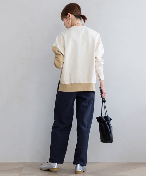 フェリシモMama（フェリシモママ）の「Ｍｏｒｅｄｄｅ　綿１００％楊柳ダブルガーゼ素材が気持ちいい　産前産後楽しめるワイドパンツ（マタニティウェア/グッズ・レディース・ベージュ/ブラック/ブルー・MEDIUM/LARGE/X-LARGE/XX-LARGE）」の20枚目の写真