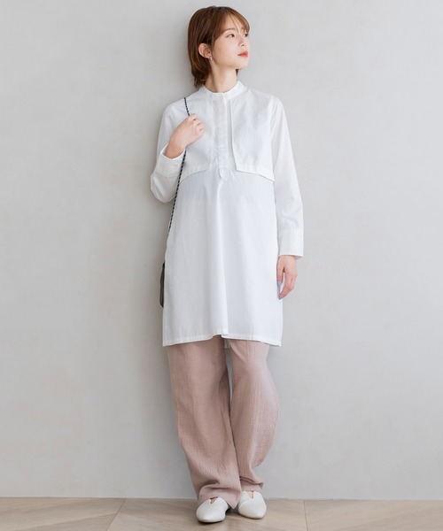 フェリシモMama（フェリシモママ）の「Ｍｏｒｅｄｄｅ　綿１００％楊柳ダブルガーゼ素材が気持ちいい　産前産後楽しめるワイドパンツ（マタニティウェア/グッズ・レディース・ベージュ/ブラック/ブルー・MEDIUM/LARGE/X-LARGE/XX-LARGE）」の21枚目の写真