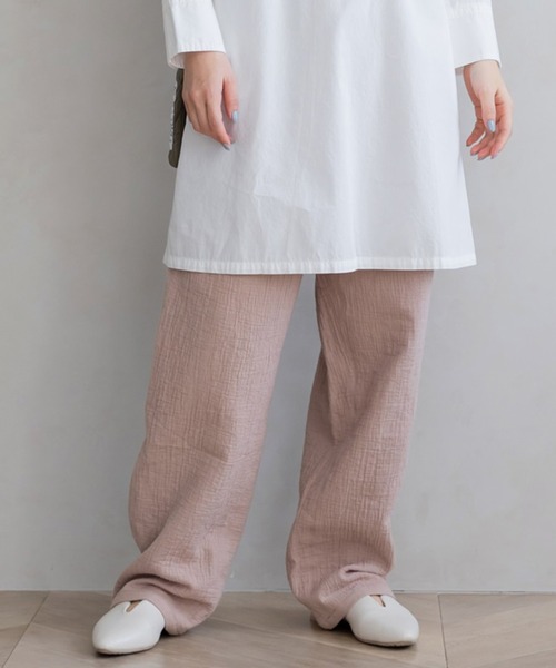 フェリシモMama（フェリシモママ）の「Ｍｏｒｅｄｄｅ　綿１００％楊柳ダブルガーゼ素材が気持ちいい　産前産後楽しめるワイドパンツ（マタニティウェア/グッズ・レディース・ベージュ/ブラック/ブルー・MEDIUM/LARGE/X-LARGE/XX-LARGE）」の6枚目の写真