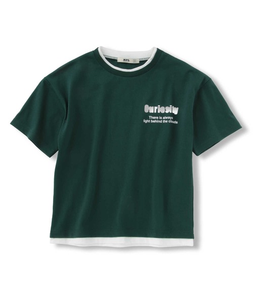 MPS（エムピーエス）の「【MPS】吸水速乾フェイクレイヤードＴシャツ（Tシャツ/カットソー・キッズ・グリーン/ホワイト・150/105/130/120/140/160）」の9枚目の写真
