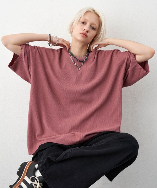 AIVER（アイバー）の「AIVER　サマービッグニットTEE（ニット/セーター・メンズ・ライトブルー/ブラック/ピンク・MEDIUM/LARGE/SMALL）」の3枚目の写真