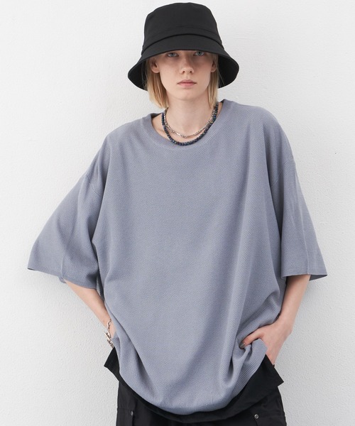 AIVER（アイバー）の「AIVER　サマービッグニットTEE（ニット/セーター・メンズ・ライトブルー/ブラック/ピンク・MEDIUM/LARGE/SMALL）」の2枚目の写真