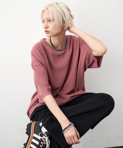 AIVER（アイバー）の「AIVER　サマービッグニットTEE（ニット/セーター・メンズ・ライトブルー/ブラック/ピンク・MEDIUM/LARGE/SMALL）」の22枚目の写真