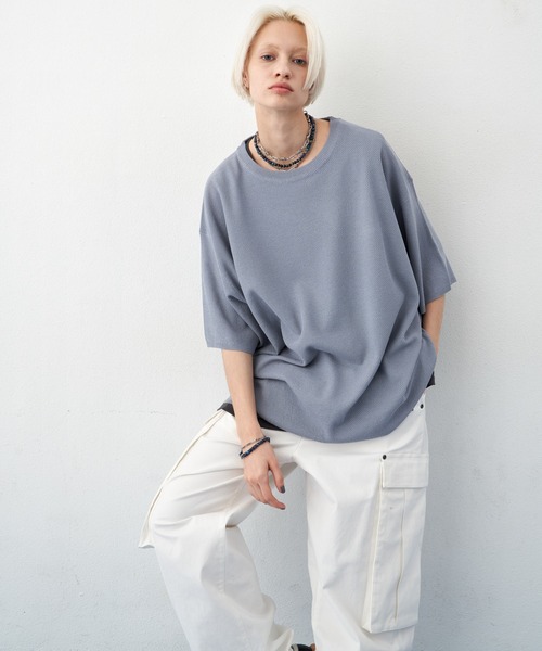 AIVER（アイバー）の「AIVER　サマービッグニットTEE（ニット/セーター・メンズ・ライトブルー/ブラック/ピンク・MEDIUM/LARGE/SMALL）」の12枚目の写真