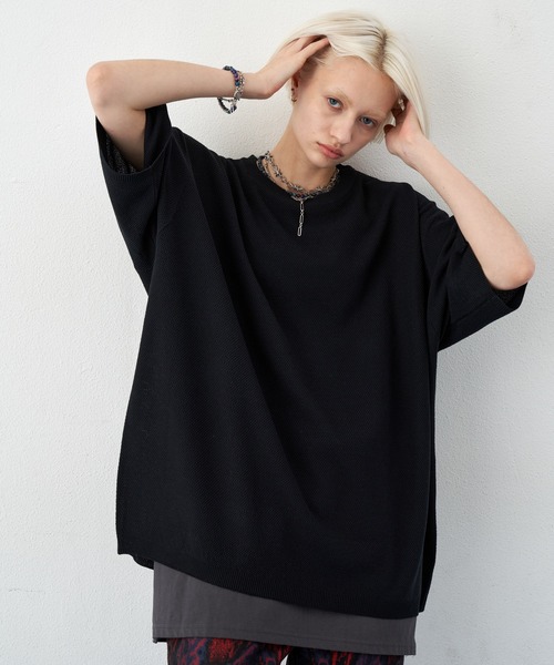 AIVER（アイバー）の「AIVER　サマービッグニットTEE（ニット/セーター・メンズ・ライトブルー/ブラック/ピンク・MEDIUM/LARGE/SMALL）」の4枚目の写真