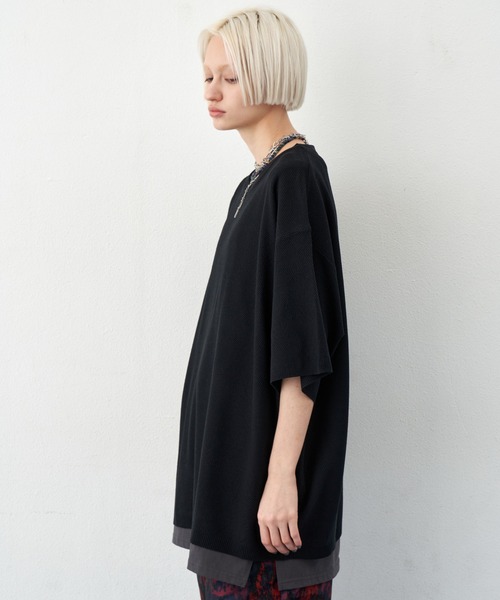 AIVER（アイバー）の「AIVER　サマービッグニットTEE（ニット/セーター・メンズ・ライトブルー/ブラック/ピンク・MEDIUM/LARGE/SMALL）」の5枚目の写真