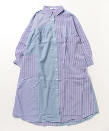 sandy | 【sandy】ストライブパッチワークレギュラーカラーワンピース(ワンピース)