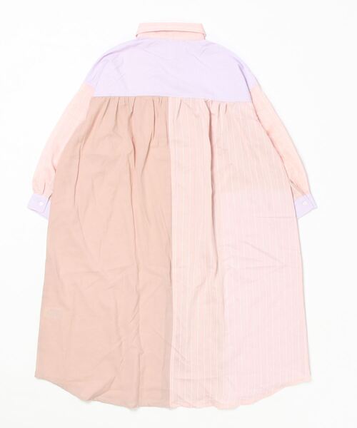 sandy（サンディー）の「【sandy】ストライブパッチワークレギュラーカラーワンピース（ワンピース・レディース・オフホワイト/ピンク/ブルー・FREE）」の4枚目の写真