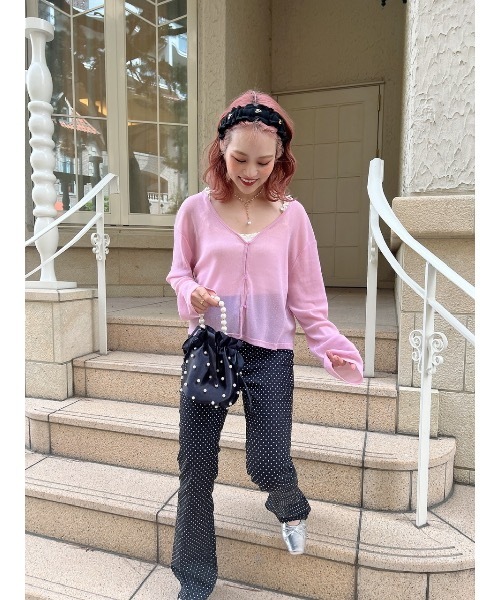 JUMELLE（ジュメロ）の「シアーラメカーディガン（カーディガン/ボレロ・レディース・ピンク/ベージュ・FREE）」の9枚目の写真