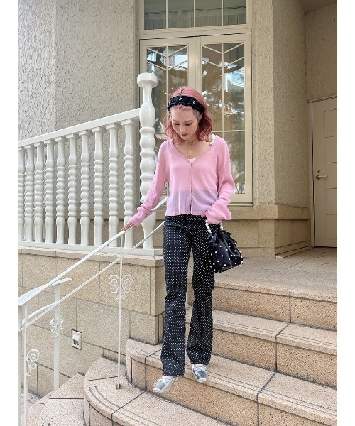 JUMELLE（ジュメロ）の「シアーラメカーディガン（カーディガン/ボレロ・レディース・ピンク/ベージュ・FREE）」の10枚目の写真