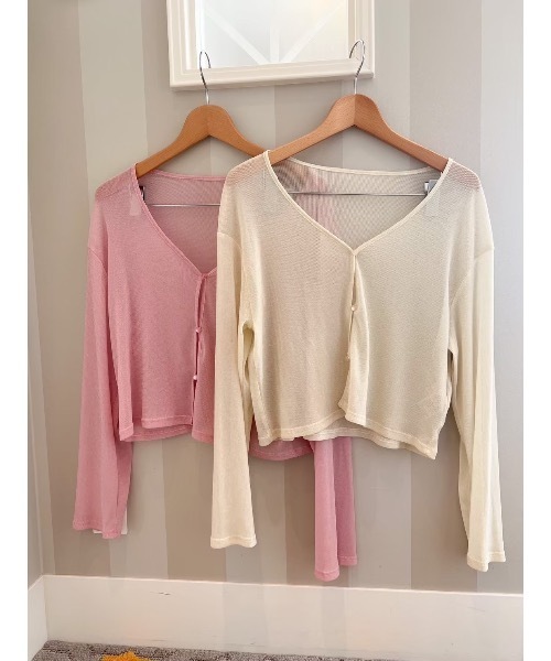 JUMELLE（ジュメロ）の「シアーラメカーディガン（カーディガン/ボレロ・レディース・ピンク/ベージュ・FREE）」の3枚目の写真