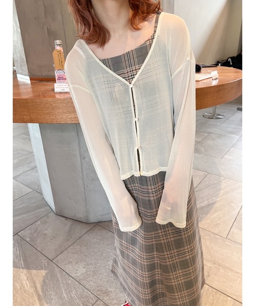 JUMELLE（ジュメロ）の「シアーラメカーディガン（カーディガン/ボレロ・レディース・ピンク/ベージュ・FREE）」の22枚目の写真