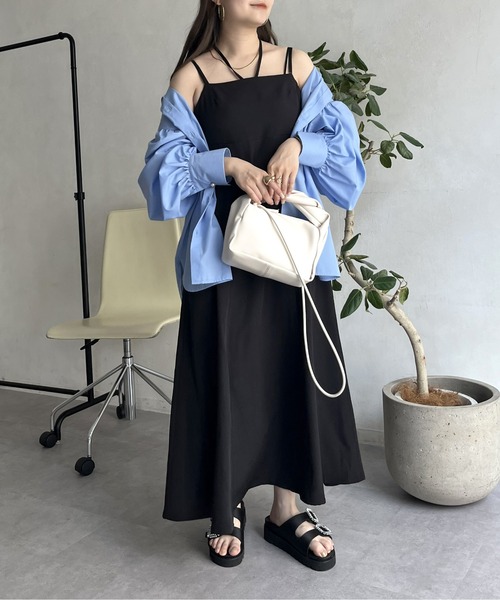 prose verse（プロズヴェール）の「2wayストラップフレアキャミワンピース（ワンピース・レディース・ブラック・MEDIUM）」の7枚目の写真