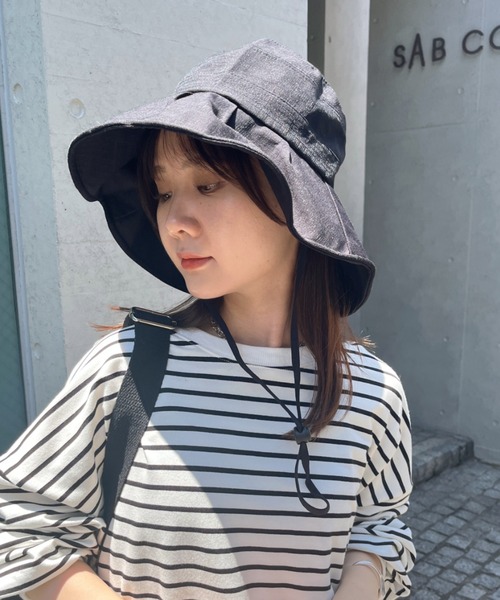 CLEA(クレア)の「UV対策/ストラップ付き ワイヤー入りつば広ハット(ハット・レディース・ナチュラル/アイボリー/ブラック/ベージュ・FREE)」の22枚目の写真