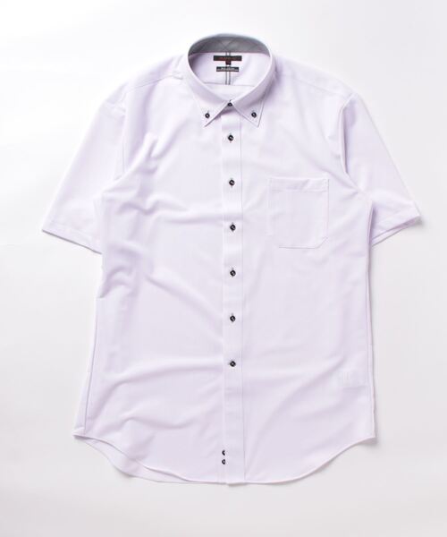 m.f.editorial（エムエフエディトリアル）の「m.f.エディトリアル メンズ ノーアイロンストレッチ ボタンダウン ビジネスドレス半袖ニットシャツ（ビジネスシャツ・メンズ・ピンク・S/3L/MEDIUM/LARGE/X-LARGE）」の3枚目の写真