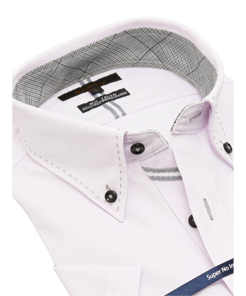 m.f.editorial（エムエフエディトリアル）の「m.f.エディトリアル メンズ ノーアイロンストレッチ ボタンダウン ビジネスドレス半袖ニットシャツ（ビジネスシャツ・メンズ・ピンク・S/3L/MEDIUM/LARGE/X-LARGE）」の4枚目の写真