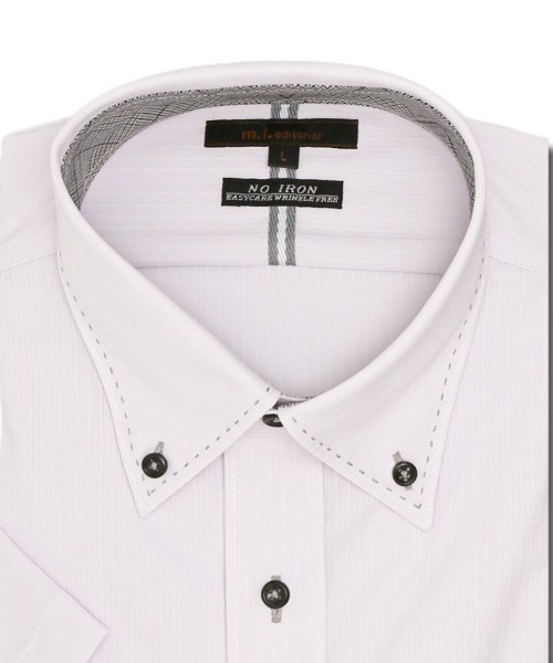 m.f.editorial（エムエフエディトリアル）の「m.f.エディトリアル メンズ ノーアイロンストレッチ ボタンダウン ビジネスドレス半袖ニットシャツ（ビジネスシャツ・メンズ・ピンク・S/3L/MEDIUM/LARGE/X-LARGE）」の5枚目の写真