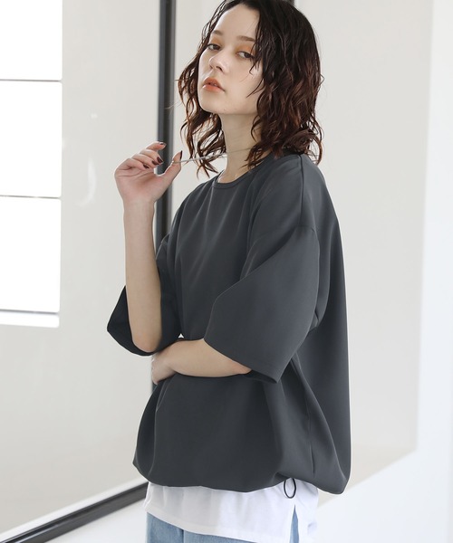 ETELIO（エテリオ）の「ドライカルゼ裾ドローコードプルオーバー（Tシャツ/カットソー・メンズ・ブルー/ブラック/アイボリー/ダークグリーン/チャコール・L/M/S）」の4枚目の写真