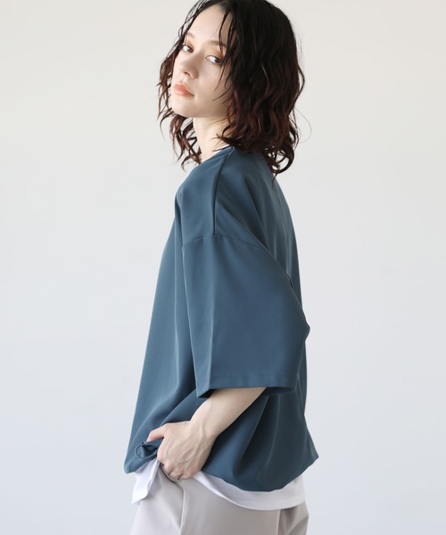 ETELIO（エテリオ）の「ドライカルゼ裾ドローコードプルオーバー（Tシャツ/カットソー・メンズ・ブルー/ブラック/アイボリー/ダークグリーン/チャコール・L/M/S）」の15枚目の写真