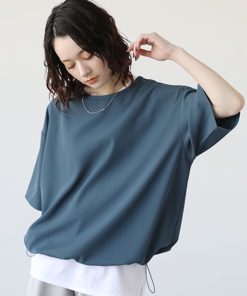 ETELIO（エテリオ）の「ドライカルゼ裾ドローコードプルオーバー（Tシャツ/カットソー・メンズ・ブルー/ブラック/アイボリー/ダークグリーン/チャコール・L/M/S）」の14枚目の写真