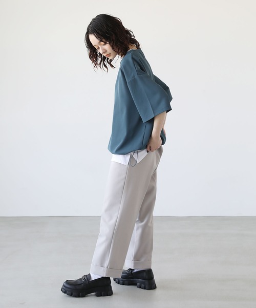 ETELIO（エテリオ）の「ドライカルゼ裾ドローコードプルオーバー（Tシャツ/カットソー・メンズ・ブルー/ブラック/アイボリー/ダークグリーン/チャコール・L/M/S）」の11枚目の写真