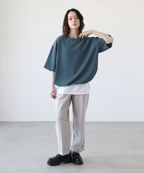 ETELIO（エテリオ）の「ドライカルゼ裾ドローコードプルオーバー（Tシャツ/カットソー・メンズ・ブルー/ブラック/アイボリー/ダークグリーン/チャコール・L/M/S）」の9枚目の写真