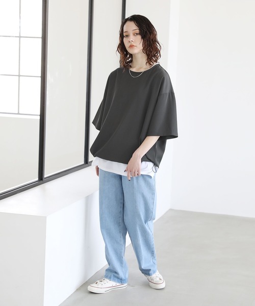 ETELIO（エテリオ）の「ドライカルゼ裾ドローコードプルオーバー（Tシャツ/カットソー・メンズ・ブルー/ブラック/アイボリー/ダークグリーン/チャコール・L/M/S）」の21枚目の写真