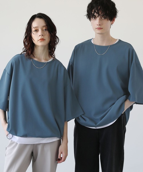 ETELIO（エテリオ）の「ドライカルゼ裾ドローコードプルオーバー（Tシャツ/カットソー・メンズ・ブルー/ブラック/アイボリー/ダークグリーン/チャコール・L/M/S）」の8枚目の写真