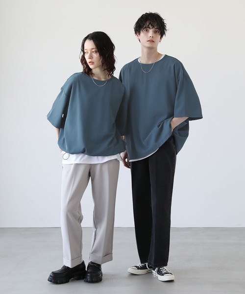 ETELIO（エテリオ）の「ドライカルゼ裾ドローコードプルオーバー（Tシャツ/カットソー・メンズ・ブルー/ブラック/アイボリー/ダークグリーン/チャコール・L/M/S）」の7枚目の写真