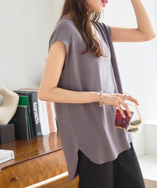 [ASELEAR]汗染み防止フレンチスリーブTシャツ