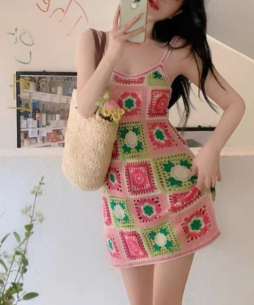 LAC-VERT（ラック・ヴェール）の「クロシェ編みニットワンピース（ワンピース・レディース・その他3/その他1/その他2/ブラウン/ピンク/ブルー・FREE）」の7枚目の写真