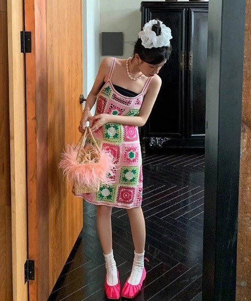 LAC-VERT（ラック・ヴェール）の「クロシェ編みニットワンピース（ワンピース・レディース・その他3/その他1/その他2/ブラウン/ピンク/ブルー・FREE）」の20枚目の写真