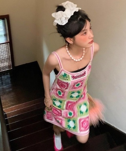 LAC-VERT（ラック・ヴェール）の「クロシェ編みニットワンピース（ワンピース・レディース・その他3/その他1/その他2/ブラウン/ピンク/ブルー・FREE）」の19枚目の写真