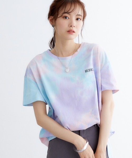 miclat（ミクラ）の「大きいサイズ　タイダイ柄バックロゴチュニック　miclat（Tシャツ/カットソー・レディース・ピンク系/ラベンダー・L/LL/3L/4L/5L）」の2枚目の写真