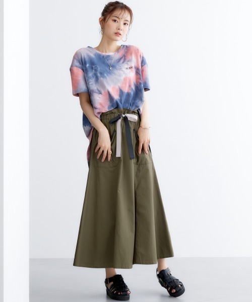 miclat（ミクラ）の「大きいサイズ　タイダイ柄バックロゴチュニック　miclat（Tシャツ/カットソー・レディース・ピンク系/ラベンダー・L/LL/3L/4L/5L）」の8枚目の写真