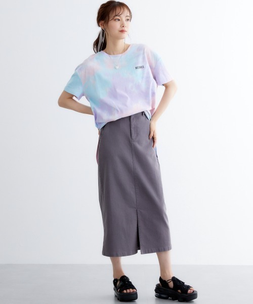 miclat（ミクラ）の「大きいサイズ　タイダイ柄バックロゴチュニック　miclat（Tシャツ/カットソー・レディース・ピンク系/ラベンダー・L/LL/3L/4L/5L）」の6枚目の写真