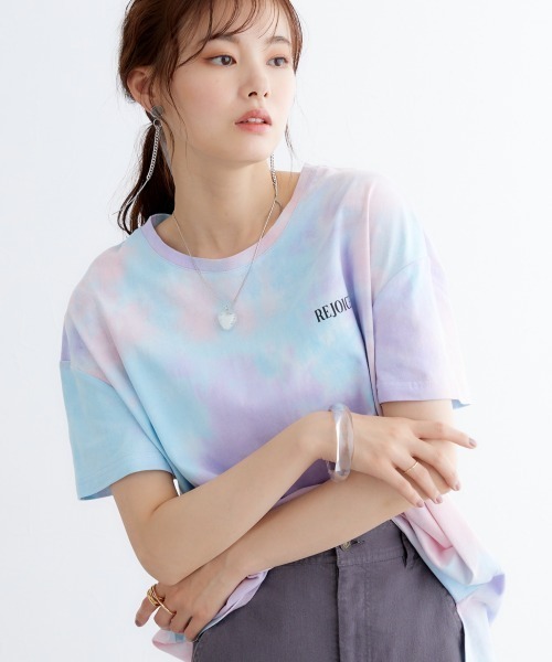 miclat（ミクラ）の「大きいサイズ　タイダイ柄バックロゴチュニック　miclat（Tシャツ/カットソー・レディース・ピンク系/ラベンダー・L/LL/3L/4L/5L）」の9枚目の写真