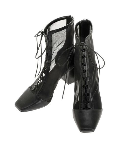 MERCURYDUO（マーキュリーデュオ）の「レースアップメッシュブーツ（ブーツ・レディース・アイボリー/ブラック/ブラウン・36/38）」の4枚目の写真