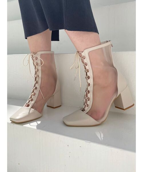 MERCURYDUO（マーキュリーデュオ）の「レースアップメッシュブーツ（ブーツ・レディース・アイボリー/ブラック/ブラウン・36/38）」の20枚目の写真