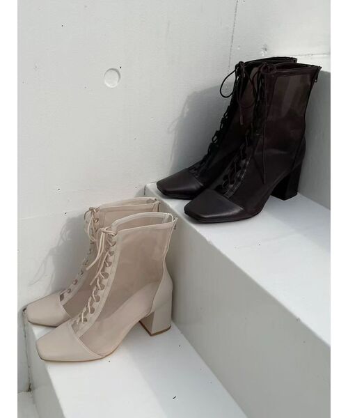 MERCURYDUO（マーキュリーデュオ）の「レースアップメッシュブーツ（ブーツ・レディース・アイボリー/ブラック/ブラウン・36/38）」の21枚目の写真