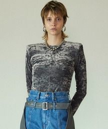 PRANK PROJECT | クラッシュベロアパワーショルダー2WAYトップ / Crashed Velour Power Shoulder 2WAY Top(Tシャツ/カットソー)