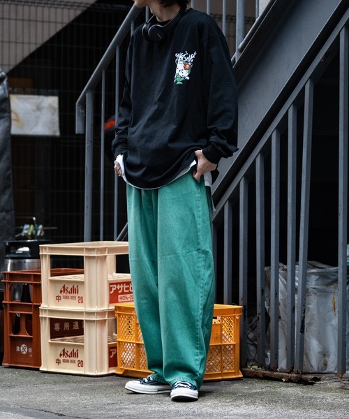 JOHN'S CLOSET（ジョンズクローゼット）の「【13】カラーデニム ワイドバギーパンツ（デニムパンツ・メンズ・グリーン/ブラウン/パープル/ブラック・MEDIUM/LARGE）」の16枚目の写真