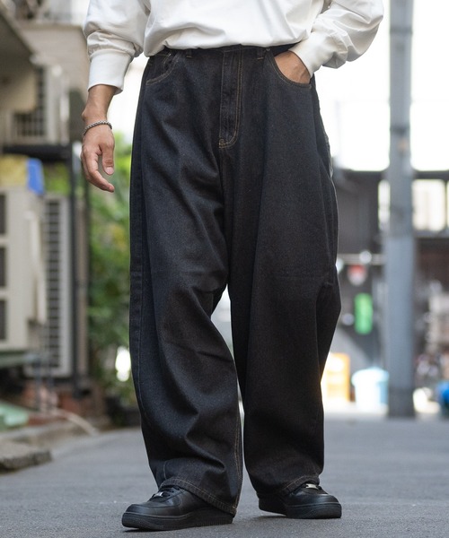 JOHN'S CLOSET（ジョンズクローゼット）の「【13】カラーデニム ワイドバギーパンツ（デニムパンツ・メンズ・グリーン/ブラウン/パープル/ブラック・MEDIUM/LARGE）」の6枚目の写真