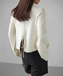 【cheriella】WEB限定バックレースアップショートニット