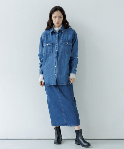 LAKOLE（ラコレ）の「デニムペンシルスカート / 975969（デニムスカート・レディース・ネイビー/ブルー・SMALL/MEDIUM）」の3枚目の写真