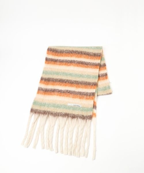 mysty woman（ミスティウーマン）の「マルチボーダーストール 977916（マフラー・レディース・ベージュ系その他/モカ・FREE）」の3枚目の写真