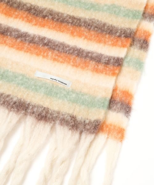 mysty woman（ミスティウーマン）の「マルチボーダーストール 977916（マフラー・レディース・ベージュ系その他/モカ・FREE）」の4枚目の写真