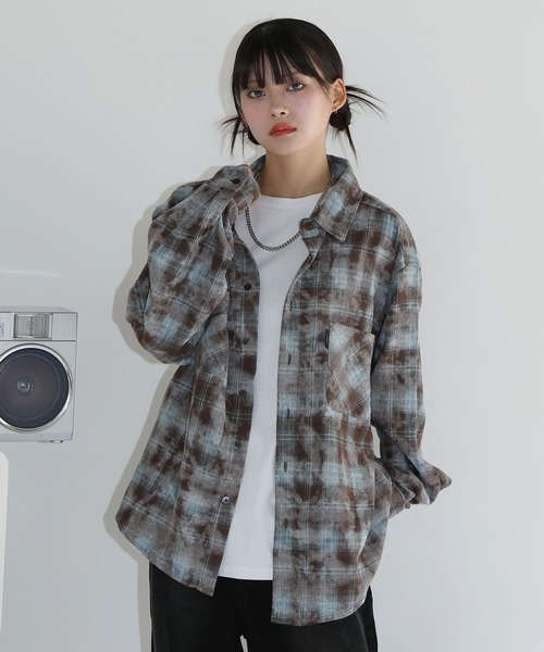 90s　ビンテージ　ヘヴィコットン　オンブレチェックシャツ　猫目ボタン　ブラウン 古着 90s GAP オンブレ シャドー チェック ヘビー フランネル